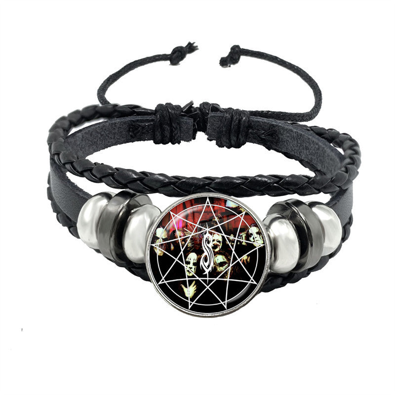 Punk Letter PU Leather Unisex Bracelet with Snap Clasp - Heavy Metal Band Inspired Braided Accessory