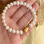 French Modern Freshwater Pearl Beaded Rhinestone Bracelet for Women