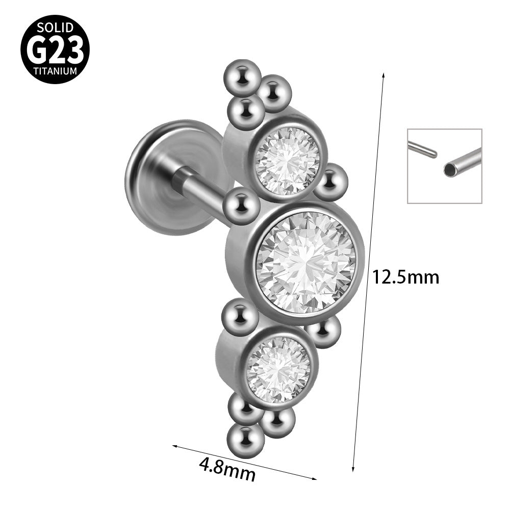 G23 Titanium Zirconia Geometric Ear Cartilage and Lip Rings with Dog Paw and Sun Design