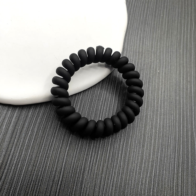 Simple Solid Color Rubber Hair Tie & Frosted Traceless Head Rope Set