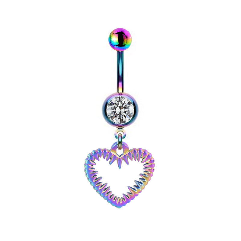 Hip-hop Rock Starry Sky Moon Rhinestone Belly Ring Stainless Steel Alloy White Gold Plated