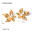 1 Pair Minimalist 18K Gold Plated Stainless Steel Leaf Earrings