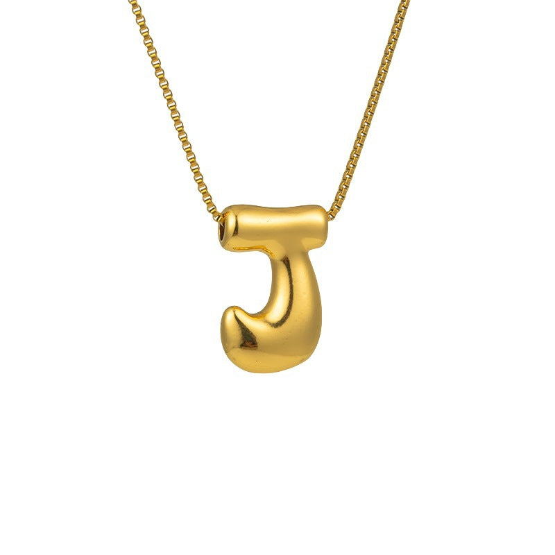 304 Stainless Steel Gold Plated Bubble Letter Necklace