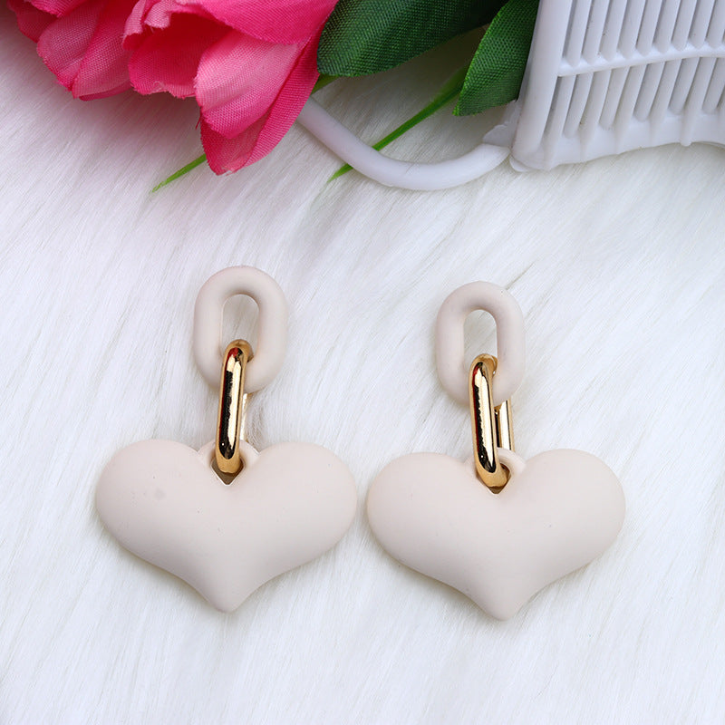 1 Pair Ig Style Heart Shape Spray Paint Arylic Drop Earrings