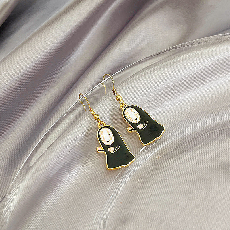 1 Pair Cute Cartoon No-Face Ghost Enamel Alloy Drop Earrings