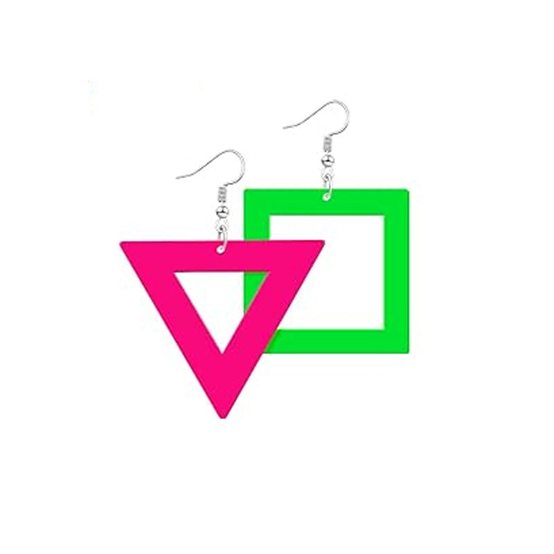 1 Pair Retro Geometric Neon Acrylic Drop Earrings