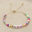 Bohemian Ethnic Mom Letter Bracelet with Soft Pottery Rainbow Star Accents