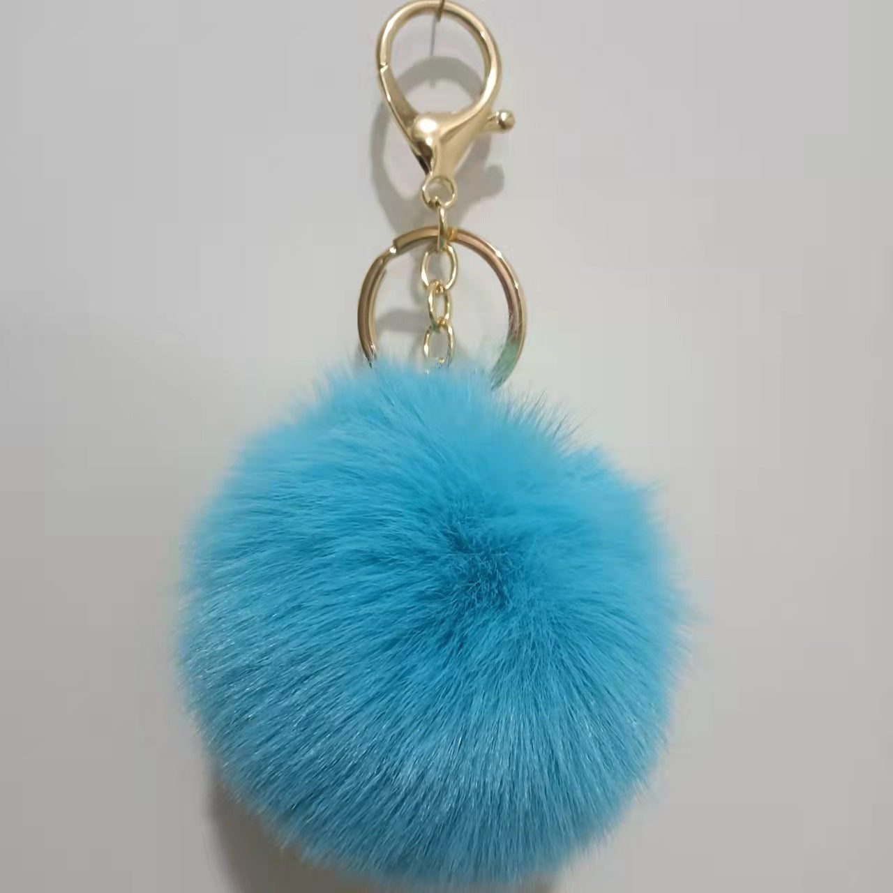 Cute Solid Color Faux Fur Pom Pom Keychain Accessory