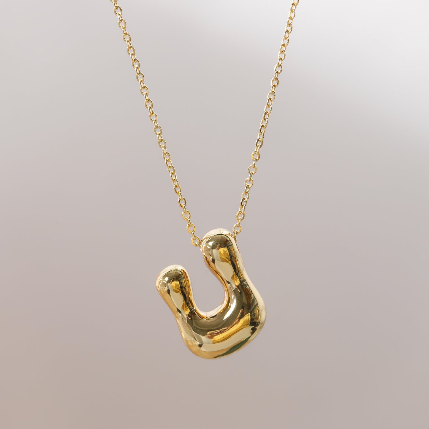 18K Gold Plated Stainless Steel Alphabet Pendant Necklace