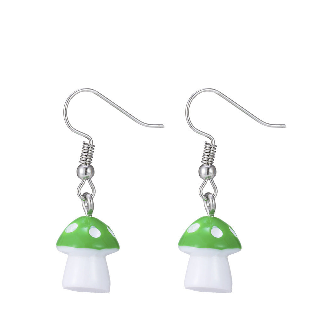 New Creative Pastoral Multicolor Spotted Mushroom Earrings