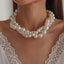 Retro Geometric Pearl Multi-layer Statement Choker Necklace