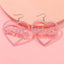 Cute Pink Hollow Heart Acrylic Dangle Earrings for Women