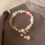 Fashion Heart Butterfly Pearl Bracelet with T-Shaped Buckle - Retro Love Design for Women