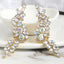 Modern Geometric Water Droplet Rhinestone Bracelet and Earring Set - K Gold Plated Alloy