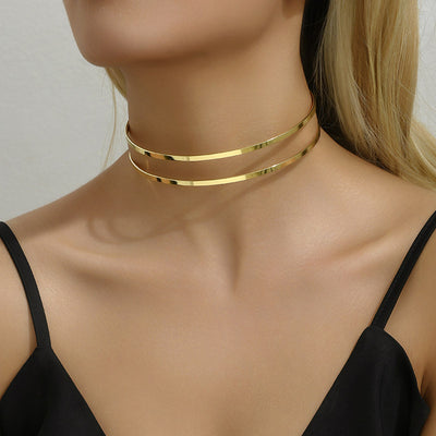 Simple Geometric Openwork Alloy Women's Choker Necklace