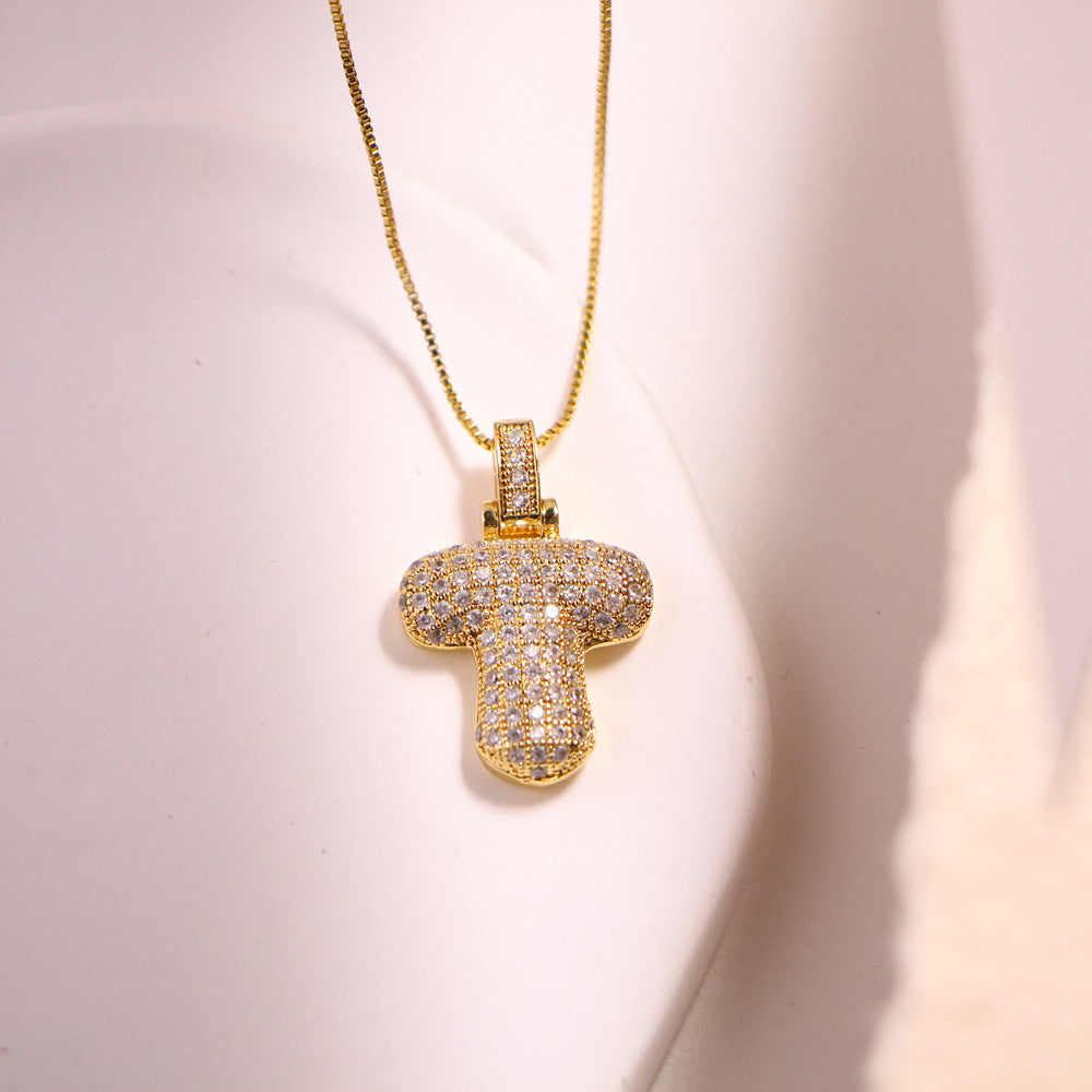 Vintage 18k Gold Plated Zircon Initial Pendant Necklace