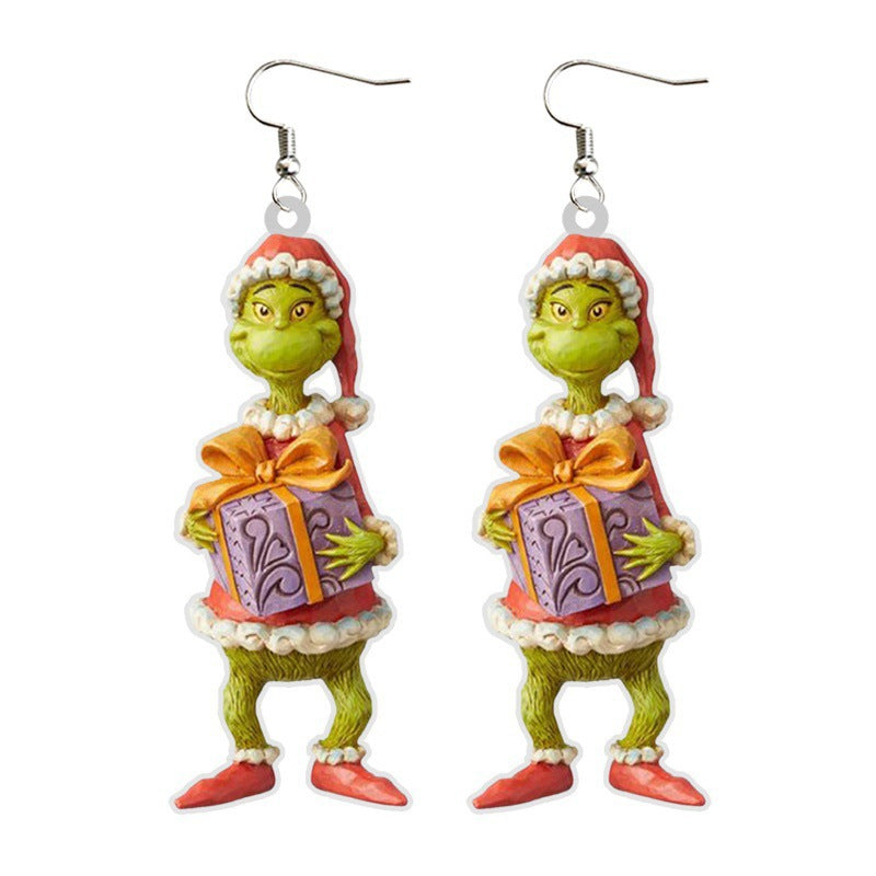 Cartoon Character Grinch Christmas Acrylic Drop Earrings