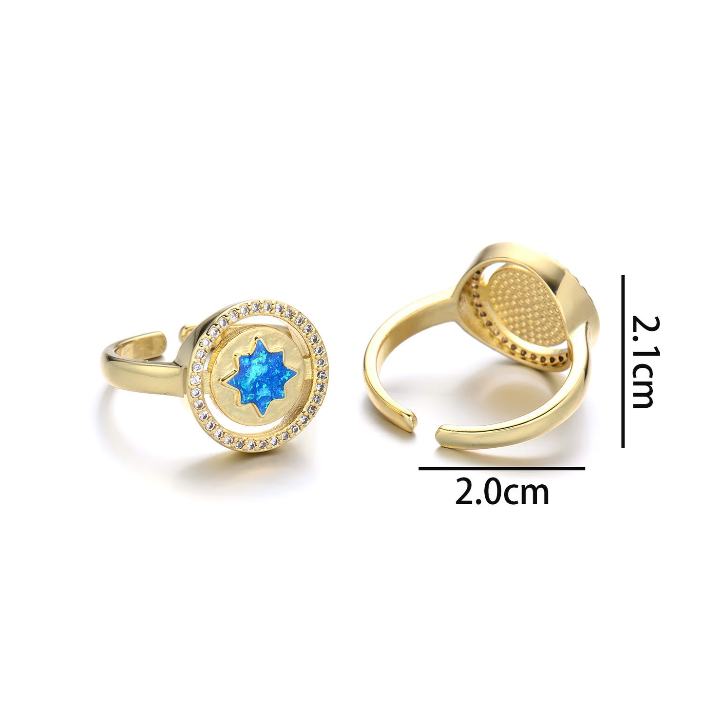 18K Gold Plated Copper Star Zircon Rings - Minimalist Vintage Style Couples Jewelry