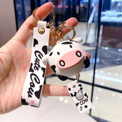 Cute Cow Silicone Keychain Pendant for Bags and Cars