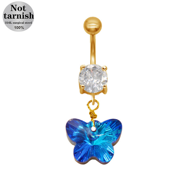 1 Piece Belly Rings Simple Style Classic Style Heart Shape 316 Stainless Steel  Alloy Plating Inlay Resin Glass Gold Plated Silver Plated