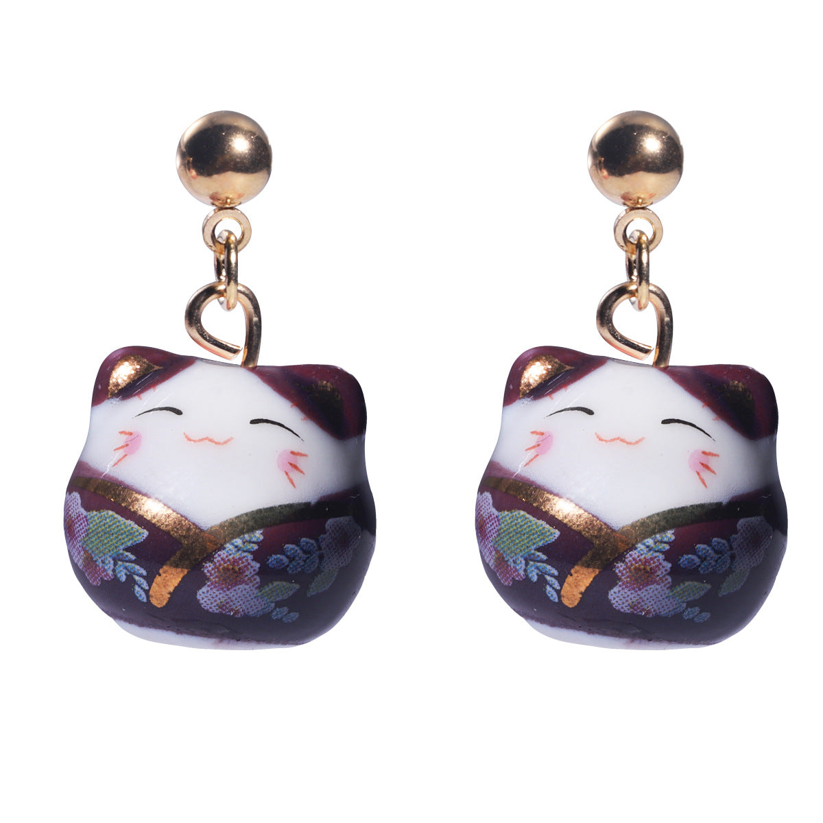 DIY Ceramic Earrings New Cute Style Ceramic Multi-color Lucky Earrings