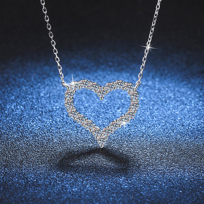 Sterling Silver Heart Shape Moissanite Pendant Necklace