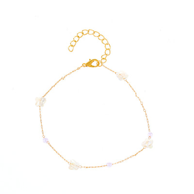 Fashion Crystal Butterfly Pearl Anklet for Women