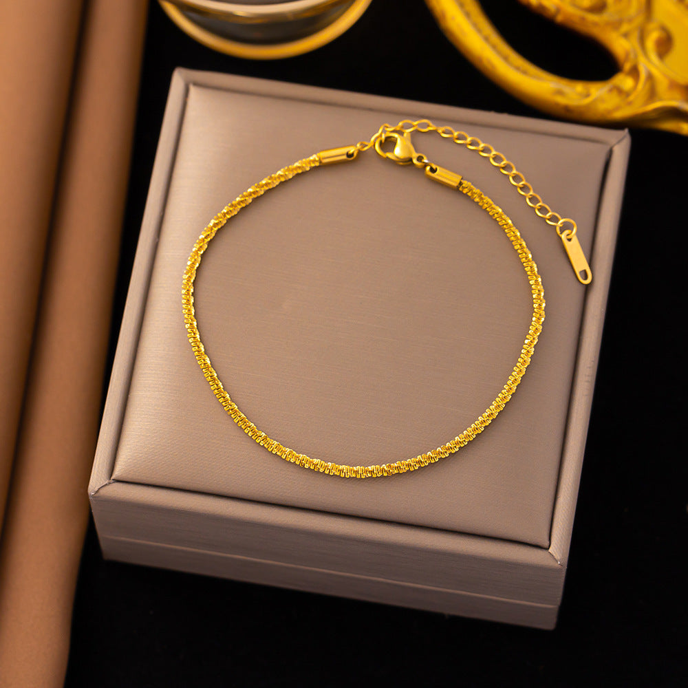 Casual Minimalist 18K Gold Plated Stainless Steel Women's Anklet