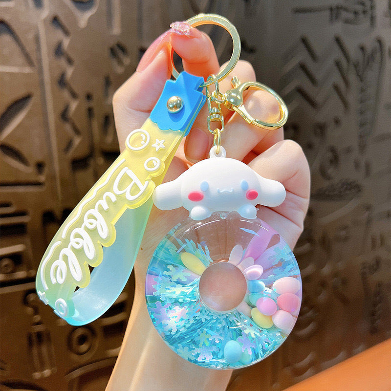 Cartoon Petal Acrylic Keychain with Wind Chime Pendant for Bags and Cars