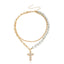 Elegant Cross Shell Pendant Layered Necklace with Artificial Pearls