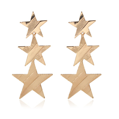 Simple Square Star Metal Stripe Women's Drop Earrings