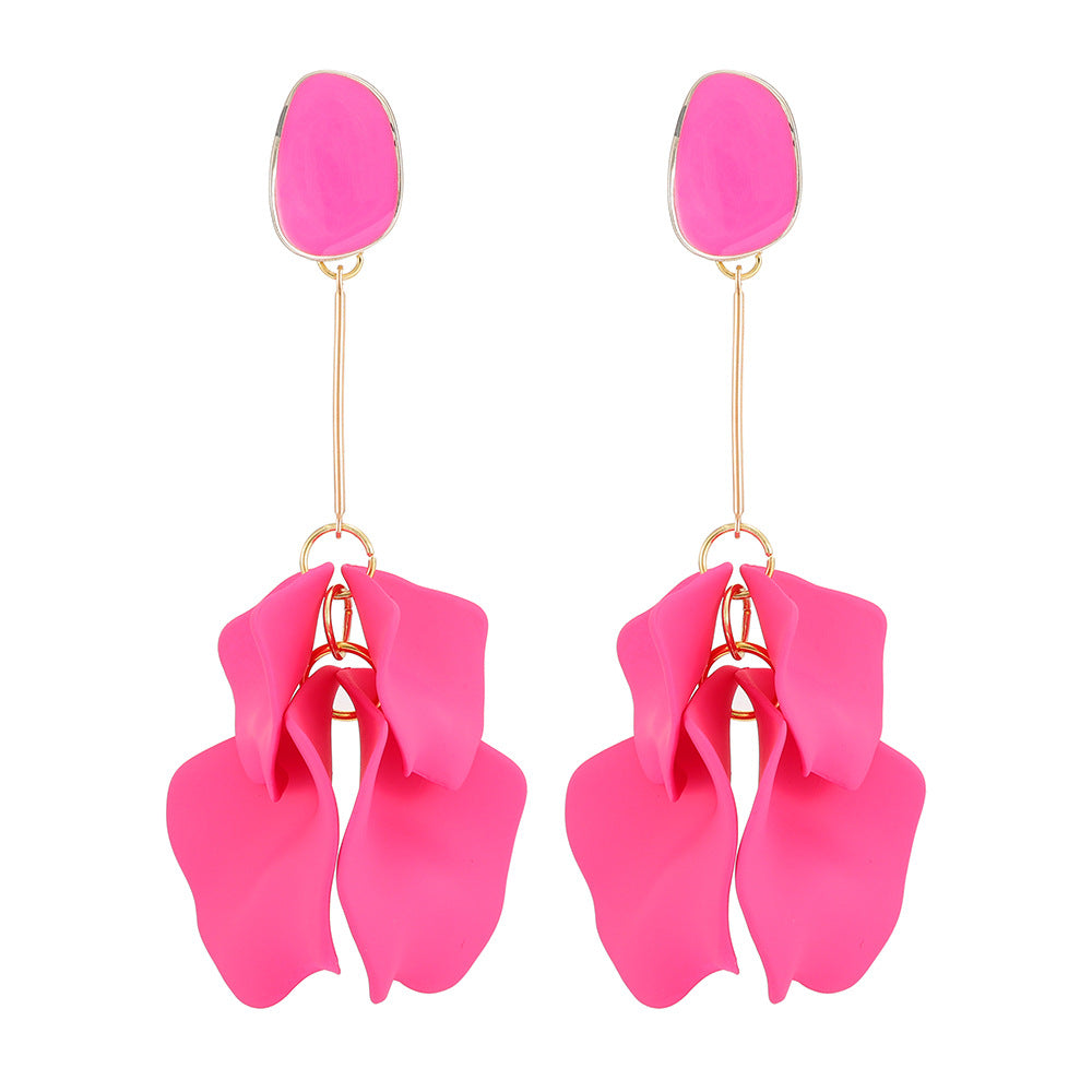 1 Pair Fashion Flower Plating Arylic Drop Earrings