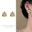 1 Pair Vintage Leaf Flower Bow Knot Pearl Zircon Clip-On Earrings