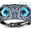 Retro Blue-Eyed Owl Adjustable Unisex Ring