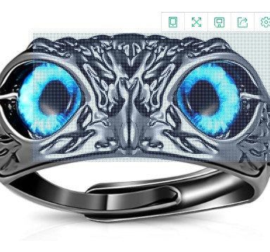 Retro Blue-Eyed Owl Adjustable Unisex Ring