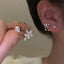 Simple Heart Shape Alloy Flower Gemstone Unisex Earrings with Rhinestone Design