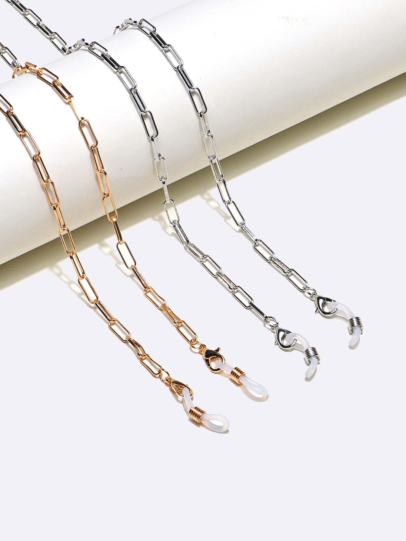 Two-Piece Eyeglasses Chain Set with Copper Thick Straps in Gold and Silver