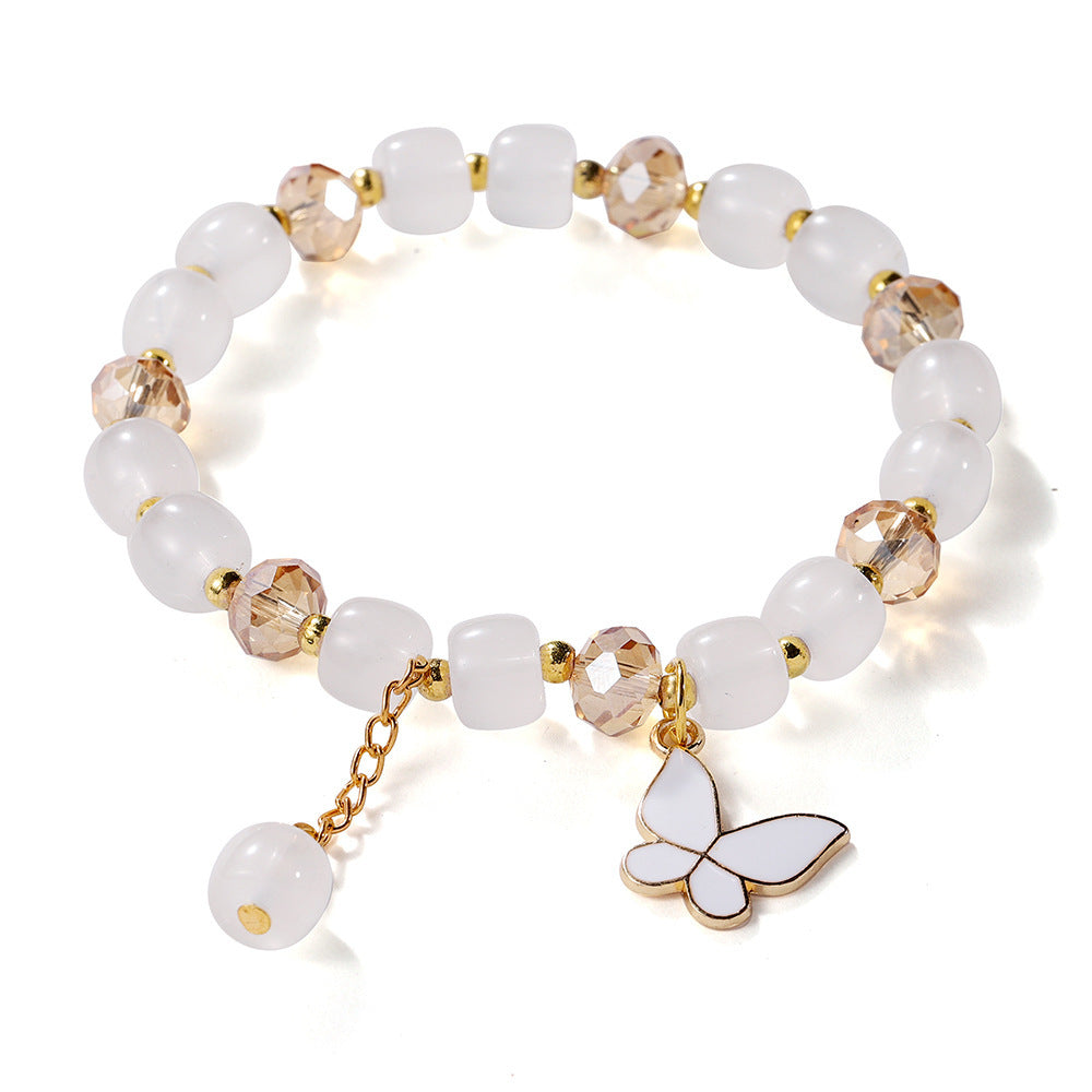 Cartoon Rhombus Butterfly Crystal Beaded Bracelet for Women and Kids