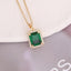 New Copper Micro-inlaid Zircon Square Emerald Pendant Necklace Ring Earrings