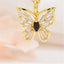 Copper Inlay Butterfly Pendant Necklace with Colorful Marquise Zirconia