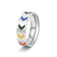 Hip-Hop Retro Chevron 18K Gold Plated Stainless Steel V-Shaped Rainbow Band Ring