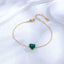 Vintage Green Heart Titanium Steel Zircon Bracelet 24K Gold Plated