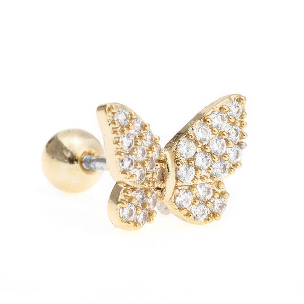 Classic Temperament Butterfly Gold Non-fading Piercing Earring