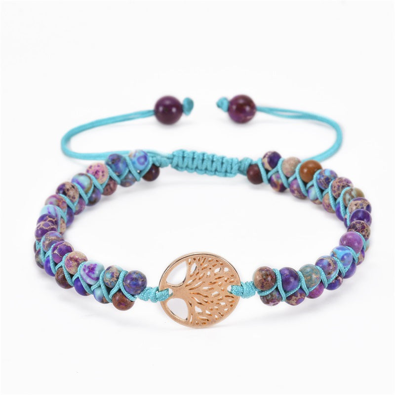 Casual Natural Stone Double Layer Tree of Life Yoga Bracelets