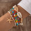 Bohemian Geometric Starfish Shell Beaded Knitting Women's Bracelet Set