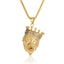 304 Stainless Steel Lion Pendant Necklace with Crown and Rhinestones - Modern Punk Style