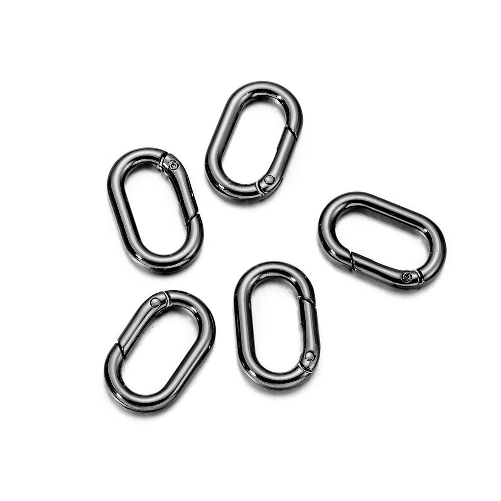 5 PCS Alloy Solid Color Oval Rectangle Spring Jump Rings for DIY Jewelry and Bag Accessories