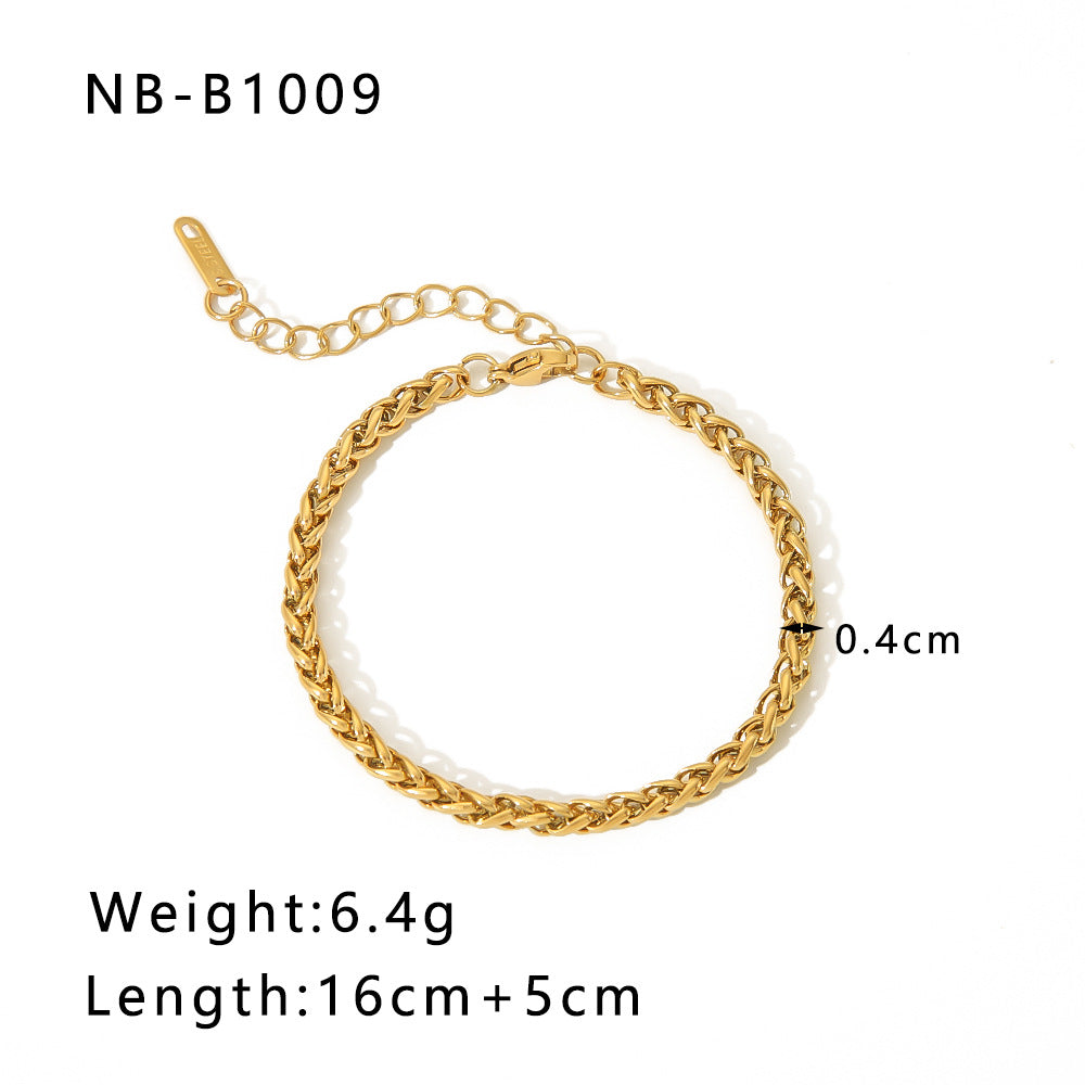 18K Gold Plated Stainless Steel Geometric Cuban Bracelet - Modern Classic Design for Women