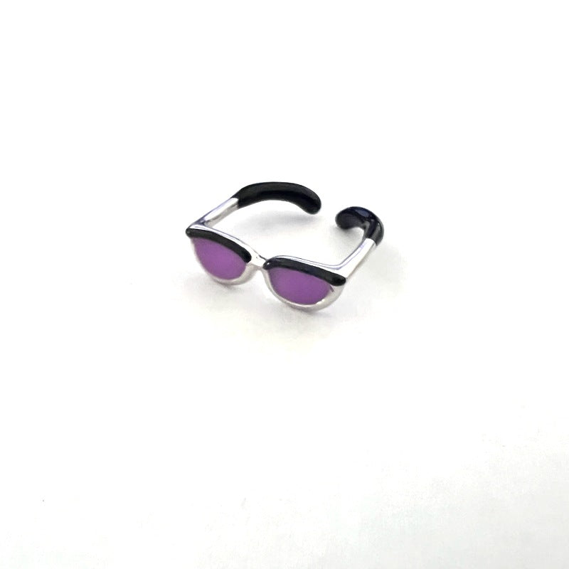 Novelty Mini Glasses Adjustable Open Metal Rings for Women