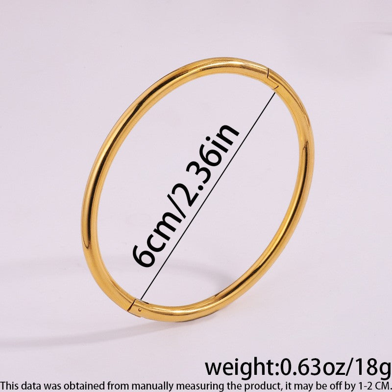 Elegant 18K Gold Plated Stainless Steel Bangle and Titanium Steel Diamond Bracelet Set